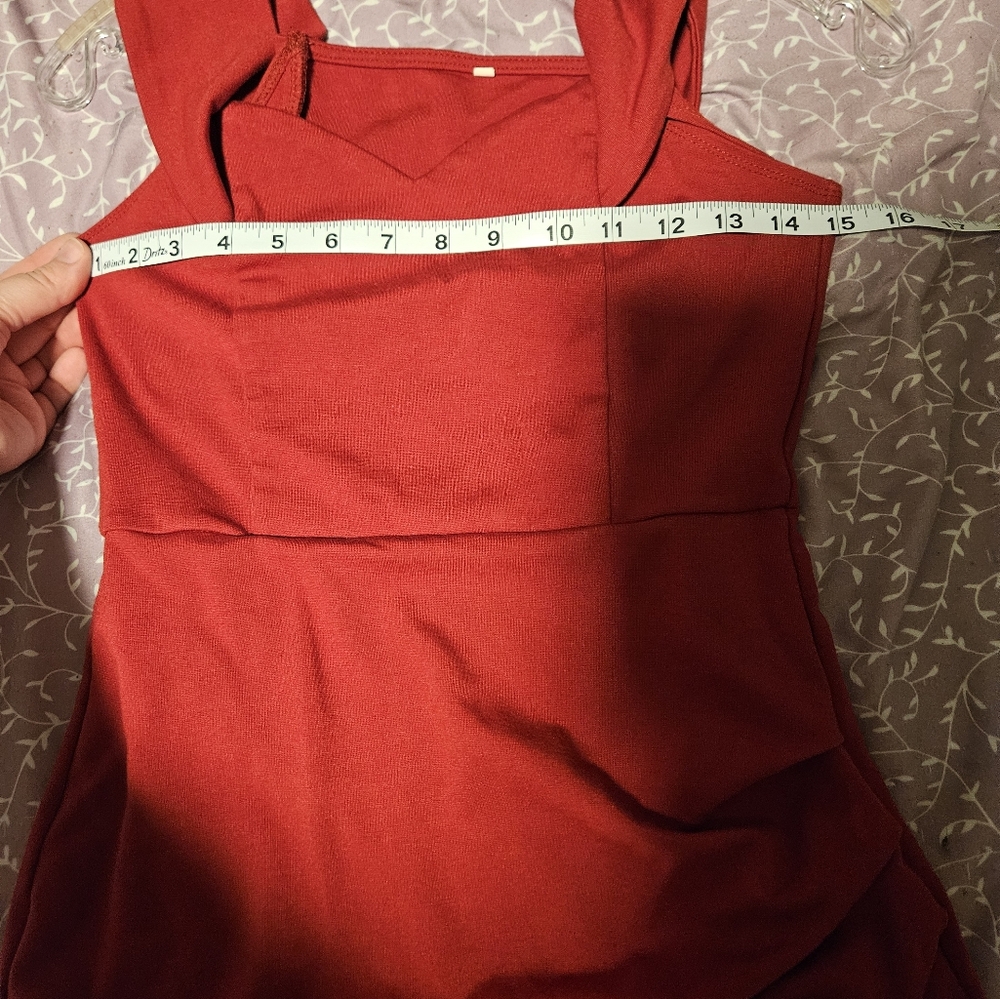 Red Ruched Bodycon Cocktail Dress - Picture 4 of 4